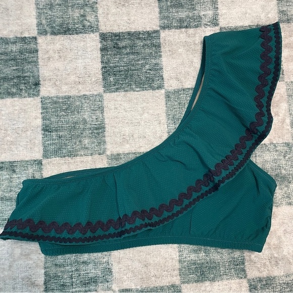 J. Crew One-shoulder Ruffle Swim Bikini Top Small - Picture 1 of 8